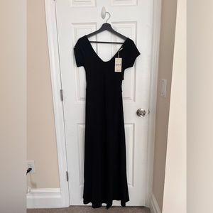 Pact - NWT Women's Black Fit & Flare Crossback Maxi Dress M